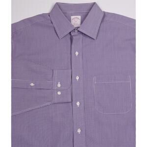 Brooks Brothers Purple White Gingham Check Non Iron Dress Shirt 16-32/33